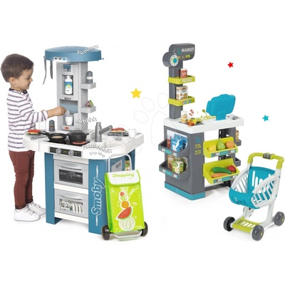 Smoby Set kuchyňka s technickým vybavením Tech Edition elektronická s obchodem se smíšeným zbožím a nákupní taškou