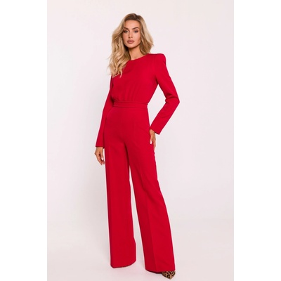 Made Of Emotion Woman's Padded shoulder jumpsuit red