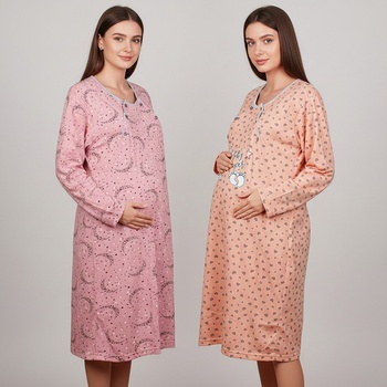 Комплект 2 броя макси нощници за бременност и кърмене