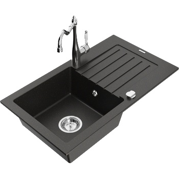 Mexen Pablo гранитна мивка с 1 отделение с отцеждане и кухненски смесител (6510-75-670700-00)