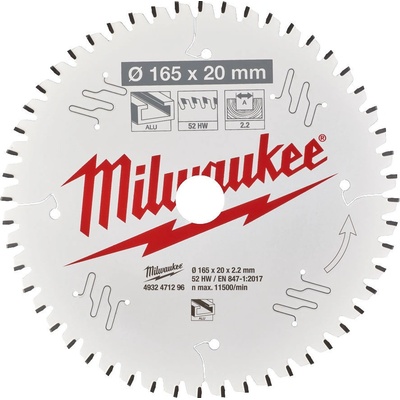 Milwaukee Kotouč pro okružní pilu CSB P Alu 165 x 20 x 1,6 x 52 ATB 4932479087