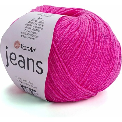 YarnArt pletací / háčkovací příze JEANS 59 neonově růžová, jednobarevná, 50g/160m