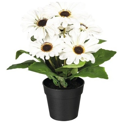 Umelá kvetina gerbera v kvetináči biela