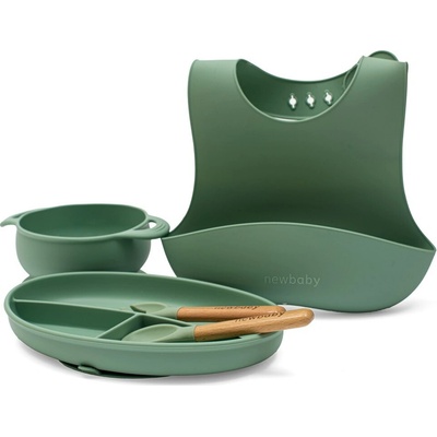 New Baby Dětská silikonová jídelní sada zelená – Sleviste.cz