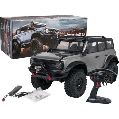JOKO RC Veľké Auto Jeep WILDERNESS RTR 56cm s LED svetlom na diaľkové ovládanie rýchlosť 18 km/h Naviják smerovky Vodotesné sivé 1:10