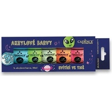 Cadence Farby akrylové, svietiace v tme, 5 ks x 30 ml