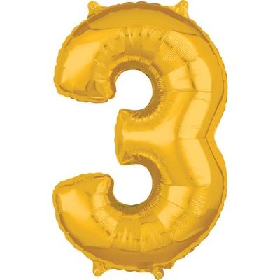 Amscan Балон от фолио - число 3 златен 66см