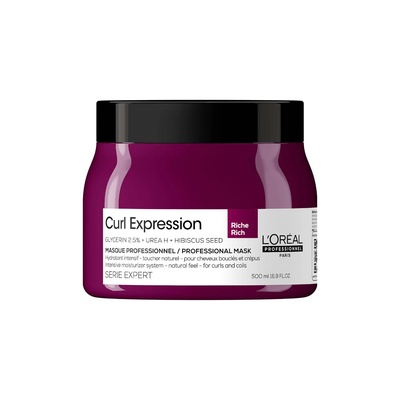 L'Oréal LOreal Professionnel Serie Expert Curl Expression Rich Глицерин 2.5% + Урея H + Семена от хибискус Крем маска за коса Интензивно хидратираща 500 мл