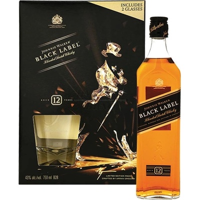 Johnnie Walker Black Whisky 40% 0,7 l (dárkové balení 2 sklenice)