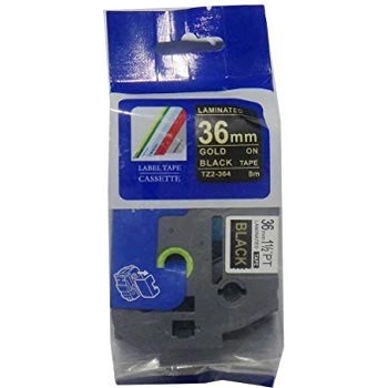 Pro Brother Съвместима лента с Brother TZ-364 / TZe-364, 36mm x 8m, златен печат / черен фон (tze364)