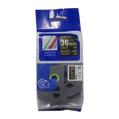 Compatible Съвместима лента с Brother TZ-364 / TZe-364, 36mm x 8m, златен печат / черен фон (tze364)