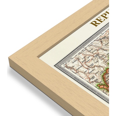 ZES Československo 1933 - nástěnná mapa 200 x 100 cm Varianta: mapa v dřevěném rámu, Provedení: Pegi přírodní