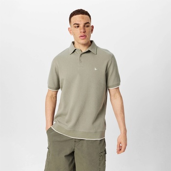 Image 1 of Jack Wills Блуза с яка Jack Wills Men's Waffle Textured Short-Sleeve Polo Shirt - Silver Sage