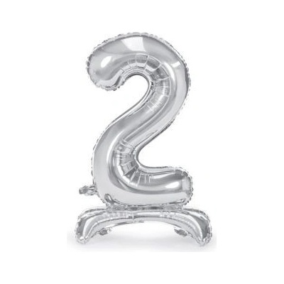 Fóliový balón na podstavci číslo „2“ strieborný 70cm