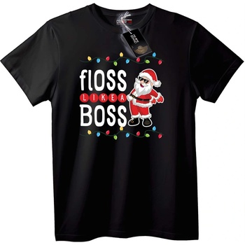 NOONEBRAND Тениска Floss Like a Boss Санта - S, Black