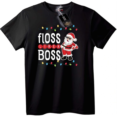 NOONEBRAND Тениска Floss Like a Boss Санта - S, Black