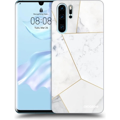 Púzdro Picasee silikónové Huawei P30 Pro - White tile čierne