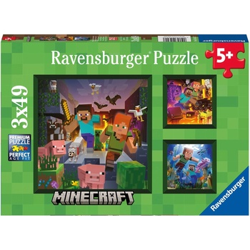 Ravensburger Пъзел Ravensburger - Minecraft, 3 in 1, 3x49 части (4005556056217) (4005556056217)