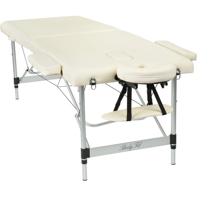 Body Fit Hliníkový masážny stôl BodyFit 2 segmentový - krémový,195 x 70,5 cm