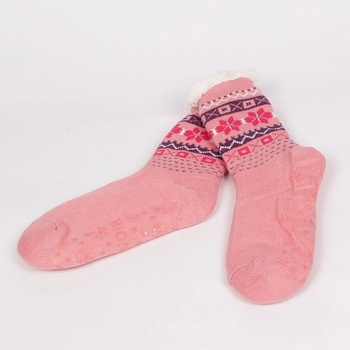 Image 1 of Коледни чорапи в розов цвят със снежинки и фигурки