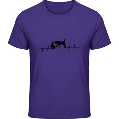 Gildan Soft-Style tričko Heart beat pes a mačka purple