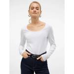 Vero Moda Тениска Vero Moda Women's Maxi U-Neck Long-Sleeve T-Shirt - Bright White