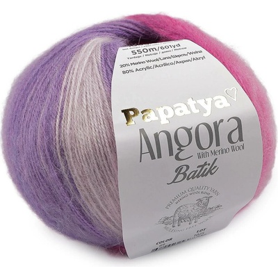 Pletací příze Papatya Angora Batik 100 g Varianta: 7 (69) fialovorůžová pudrová, Balení: 1 ks 61564/159823/286045