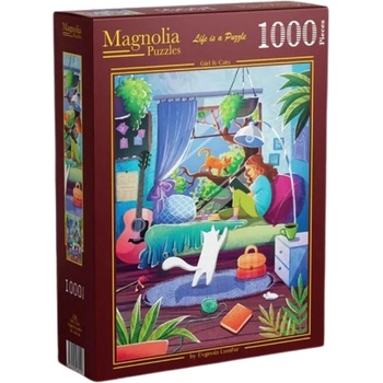 Magnolia Пъзел Magnolia от 1000 части - Момиче и котки (7051)