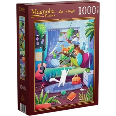 Magnolia Пъзел Magnolia от 1000 части - Момиче и котки (7051)