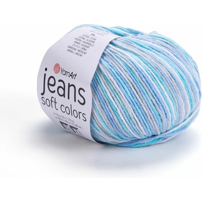 Yarn Art Jeans Soft Colors 6203 bílá, šedá, tyrkysová, modrá