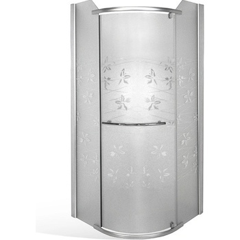 Čtvrtkruhový sprchový kout AUSTIN LUX s jednokřídlými otevíracími dveřmi 80 cm stříbrná Sklo POTISK Ne