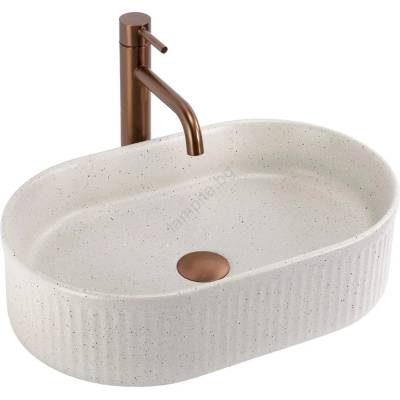 Rea REA-U7342 - Умивалник за плот VANDA 31x49 cm керамика/бежова/имитация на камък (RE0301)