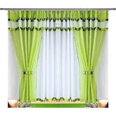 BytoTex Voálová záclona se závěsem Alena zelená 400x150 cm