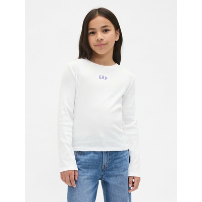 GAP Детска ребрована тениска с лого GAP GAP | Byal | Момичешки | XS