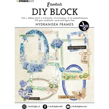 Studio Light DIY Blok s výseky Studio Light Hydrangea Frames, A6 Rámečky z hortenzie 24 listů