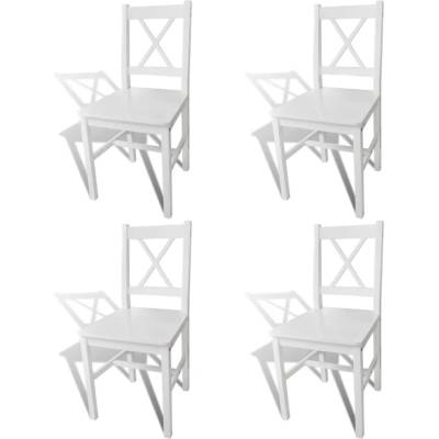 vidaXL Трапезни столове, 4 бр, бели, борова дървесина (241511)