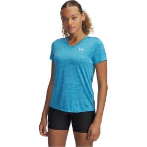 Under Armour Tech Twist V-Neck Short Sleeve Womens - Ether Blue