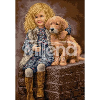 Milena Style Игриво момиченце - гоблен със схема конци dmc 1: 1