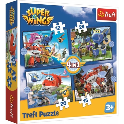 Trefl 4v1 Super Wings 34351 12 15 20 a 24 dílků