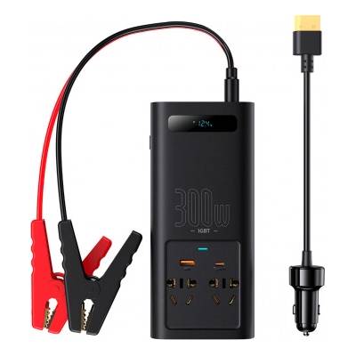 Baseus Инвертор за кола Baseus 300W 12V-220V, 2 x AC, USB-A, 12V, Черен (CGNB010101)