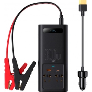 Baseus Инвертор за кола Baseus 300W 12V-220V, 2 x AC, USB-A, 12V, Черен (CGNB010101)