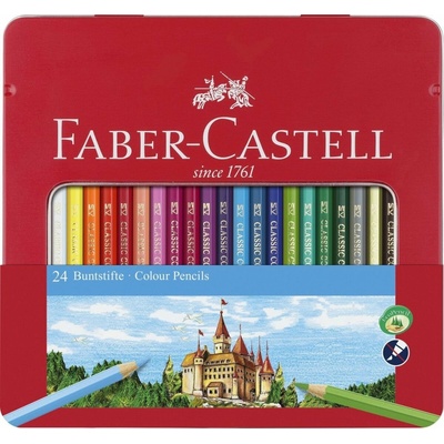 Faber Castell FC-115824 farebné ceruzky Faber-Castell Castle šesťhranné kovové puzdro s 24 ks