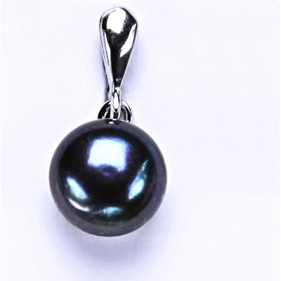 Čištín Stříbrný přívěšek přírodní černá perla 9-10 mm P 1298/22