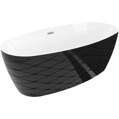 Mexen Olea самостоятелна вана модел 170 x 80 см, бяла/черна, хромиран (52821708075-01)