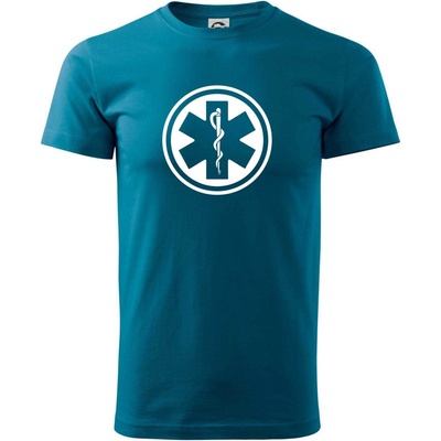 Rescue logo samostatné guľaté pánske tričko petrolej