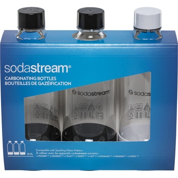 SodaStream 1 L Стандартен комплект бутилки за устройство за газиране на вода, черни, бели (KSTFL STANDARD 3X 1L) (KSTFL STANDARD 3X 1L)