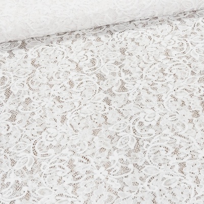 Šatovka / krajka LILI 1 elastická, bílá, š.150cm (látka v metráži)