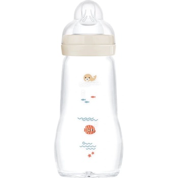 MAM Feel Good Glass Baby Bottle стъклено шише против колики 2m+ Beige 260ml