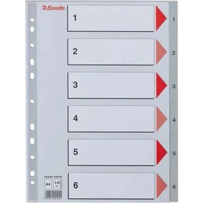 ESSELTE Register, plastový, A4, 1-6, ESSELTE, sivá