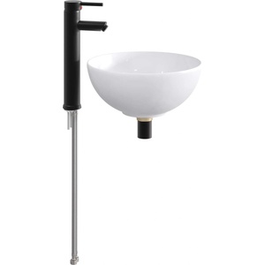 vidaXL Мивка за баня с кран и отвод Матово черно 32 x 32 x 13 см (890243)